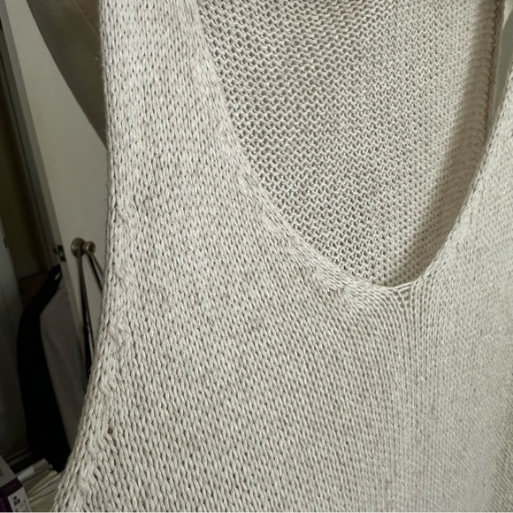 Made In Italy Natural Knit Tank Top Cotton Flax Linen Blend Coastal Minimalist - Picture 9 of 11